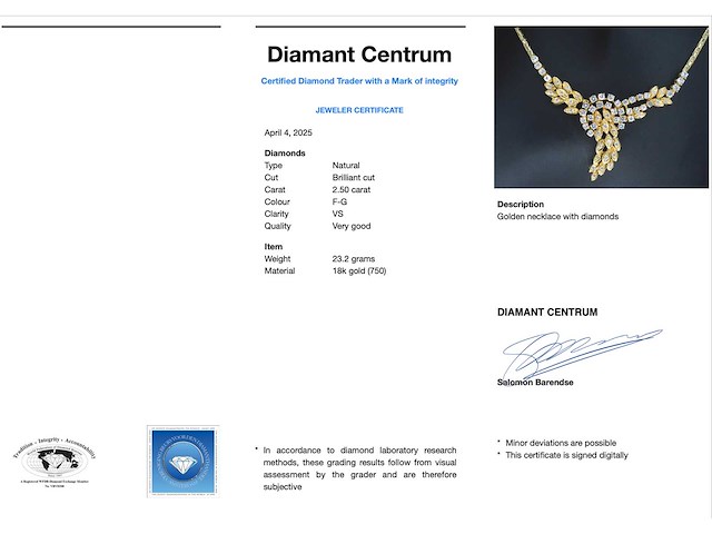 Gouden collier met hoge kwaliteit natuurlijke diamanten - afbeelding 4 van  10