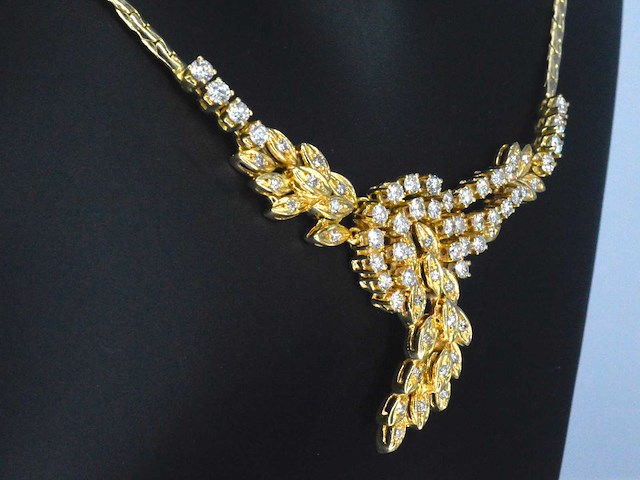Gouden collier met hoge kwaliteit natuurlijke diamanten - afbeelding 5 van  10