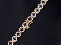 Gouden collier volledig met witte diamanten en saffieren 17.00 carat - afbeelding 5 van  8