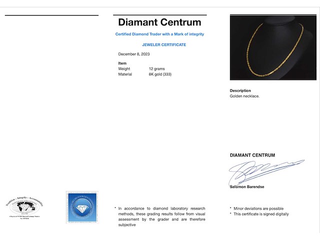 Gouden collier - afbeelding 1 van  2