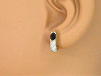 Gouden creolen briljant geslepen natuurlijke diamanten en blauwe saffieren - afbeelding 2 van  7