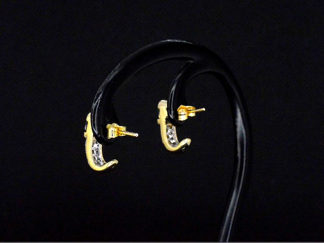 Gouden creolen briljant geslepen natuurlijke diamanten en blauwe saffieren - afbeelding 7 van  7