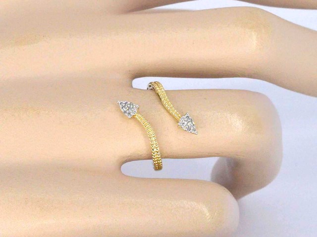 Gouden design ring met natuurlijke diamanten - afbeelding 2 van  9
