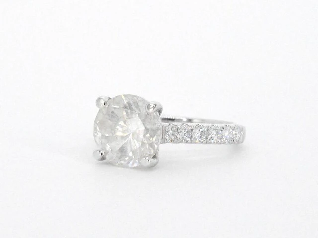 Gouden diamanten solitair ring met een grote diamant van 4.00 carat en kleine diamanten - afbeelding 3 van  7