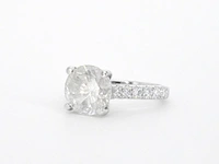 Gouden diamanten solitair ring met een grote diamant van 4.00 carat en kleine diamanten - afbeelding 3 van  7