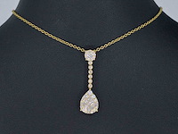 Gouden druppelvormige hanger briljant en princess diamanten - afbeelding 2 van  7