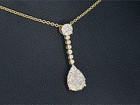 Gouden druppelvormige hanger briljant en princess diamanten - afbeelding 4 van  7