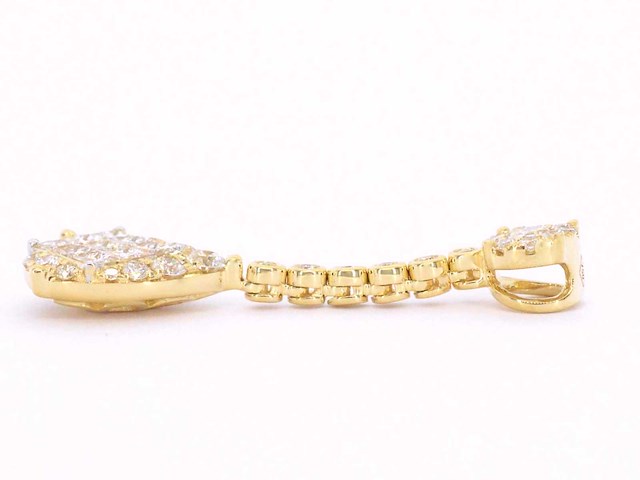 Gouden druppelvormige hanger briljant en princess diamanten - afbeelding 5 van  7