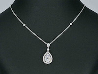 Gouden druppelvormige hanger en collier vol met diamanten - afbeelding 2 van  10