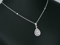 Gouden druppelvormige hanger en collier vol met diamanten - afbeelding 6 van  10