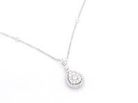 Gouden druppelvormige hanger en collier vol met diamanten - afbeelding 8 van  11