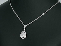 Gouden druppelvormige hanger en collier vol met diamanten - afbeelding 3 van  9