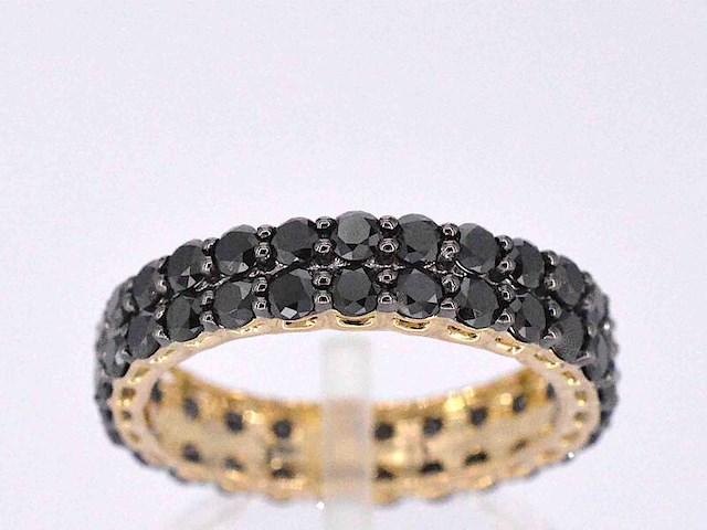 Gouden dubbele eternity ring met zwarte diamanten - afbeelding 1 van  11