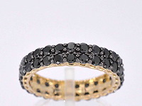 Gouden dubbele eternity ring met zwarte diamanten