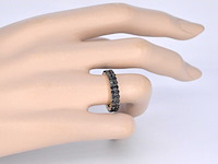 Gouden dubbele eternity ring met zwarte diamanten - afbeelding 5 van  11