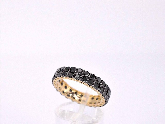 Gouden dubbele eternity ring met zwarte diamanten - afbeelding 6 van  11