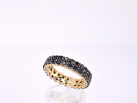 Gouden dubbele eternity ring met zwarte diamanten - afbeelding 6 van  11