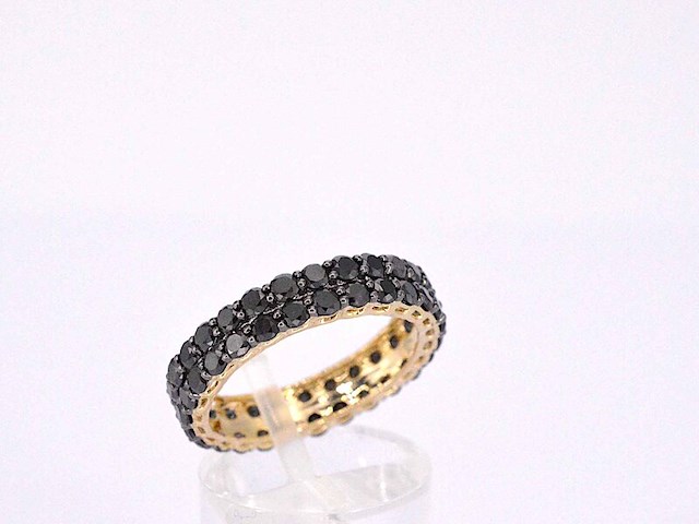 Gouden dubbele eternity ring met zwarte diamanten - afbeelding 7 van  11