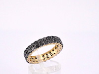 Gouden dubbele eternity ring met zwarte diamanten - afbeelding 7 van  11