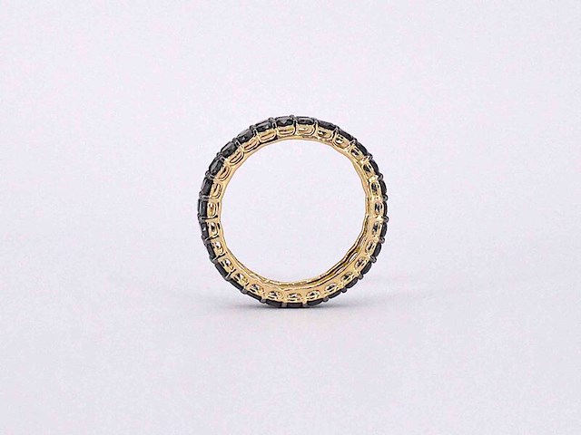 Gouden dubbele eternity ring met zwarte diamanten - afbeelding 9 van  11