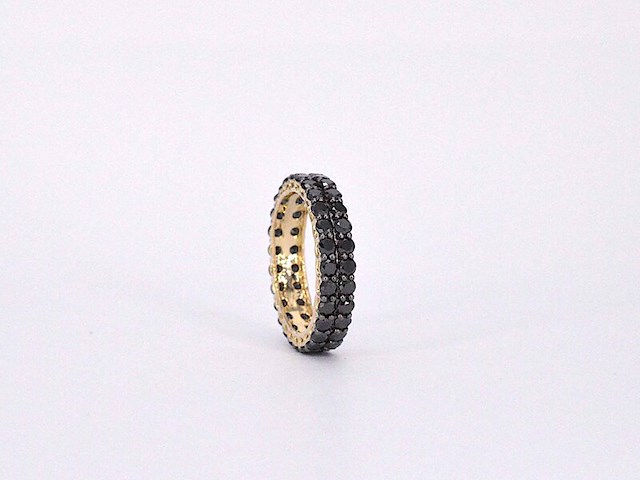 Gouden dubbele eternity ring met zwarte diamanten - afbeelding 10 van  11