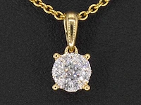Gouden entourage hanger briljant
