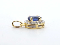 Gouden entourage hanger diamant saffier - afbeelding 3 van  7