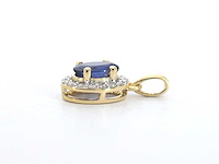 Gouden entourage hanger diamant saffier - afbeelding 4 van  7