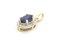 Gouden entourage hanger diamant saffier - afbeelding 5 van  7