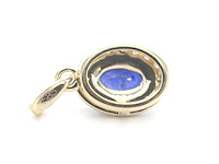 Gouden entourage hanger diamant saffier - afbeelding 6 van  7
