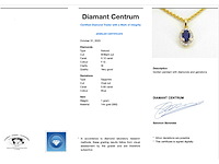 Gouden entourage hanger diamant saffier - afbeelding 7 van  7