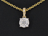 Gouden entourage hanger met briljant geslepen diamanten, excl. ketting - afbeelding 1 van  9