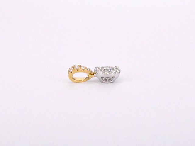 Gouden entourage hanger met briljant geslepen diamanten, excl. ketting - afbeelding 5 van  9