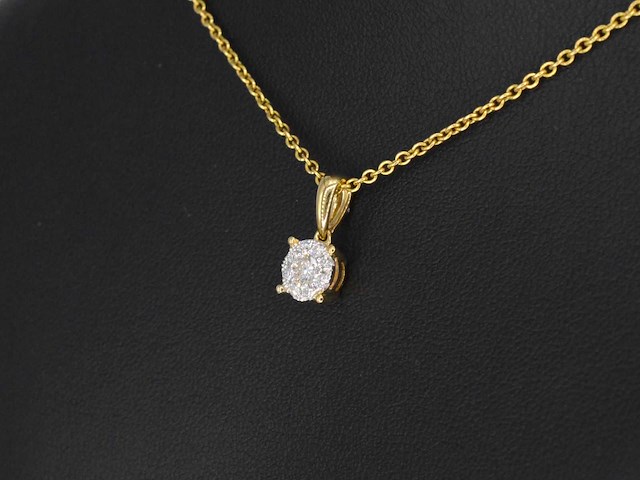 Gouden entourage hanger met briljant geslepen diamanten - afbeelding 4 van  7