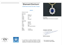 Gouden entourage hanger met diamanten en saffier - afbeelding 3 van  8