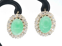 Gouden entourage oorbellen met smaragden en diamanten - afbeelding 1 van  9