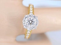 Gouden entourage ring briljant 1.00 ct - afbeelding 2 van  8