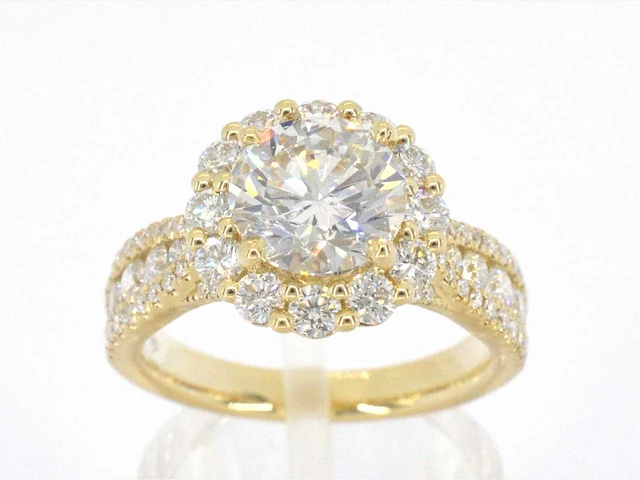 Gouden entourage ring briljant 2.00 ct - afbeelding 1 van  9