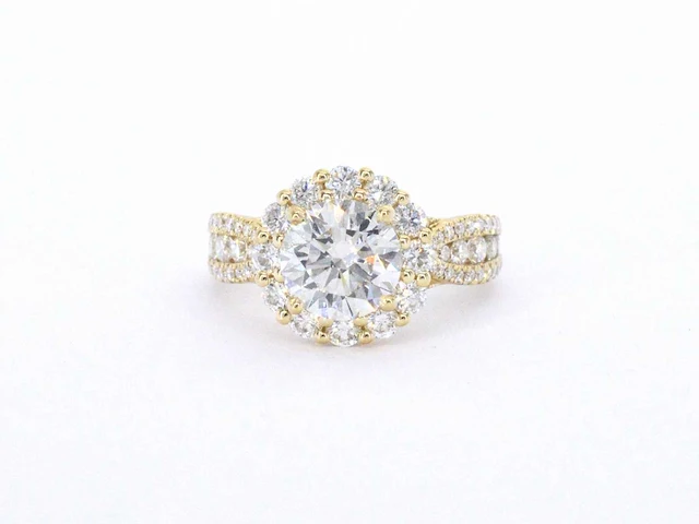 Gouden entourage ring briljant 2.00 ct - afbeelding 6 van  9