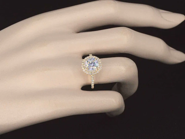 Gouden entourage ring briljant - afbeelding 4 van  11