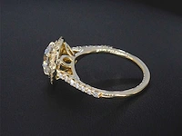 Gouden entourage ring briljant - afbeelding 7 van  11
