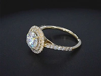 Gouden entourage ring briljant - afbeelding 8 van  11