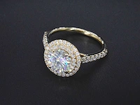 Gouden entourage ring briljant - afbeelding 10 van  11