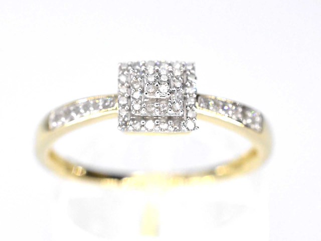 Gouden entourage ring diamant - afbeelding 1 van  6
