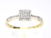 Gouden entourage ring diamant - afbeelding 1 van  6