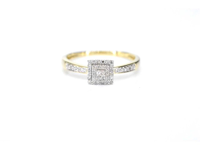 Gouden entourage ring diamant - afbeelding 3 van  6