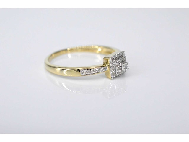 Gouden entourage ring diamant - afbeelding 4 van  6