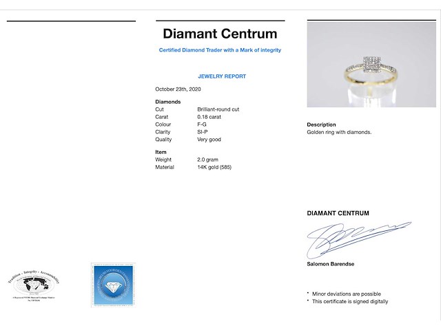 Gouden entourage ring diamant - afbeelding 6 van  6