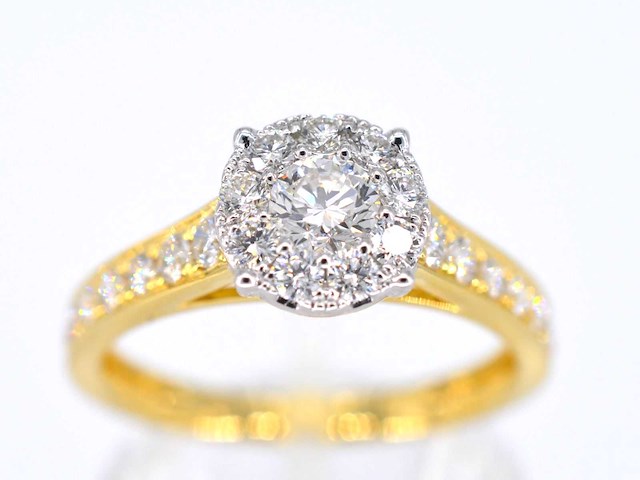 Gouden entourage ring met briljant geslepen diamanten van 1.00 carat - afbeelding 7 van  7