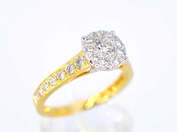 Gouden entourage ring met briljant geslepen diamanten van 1.00 carat - afbeelding 3 van  7